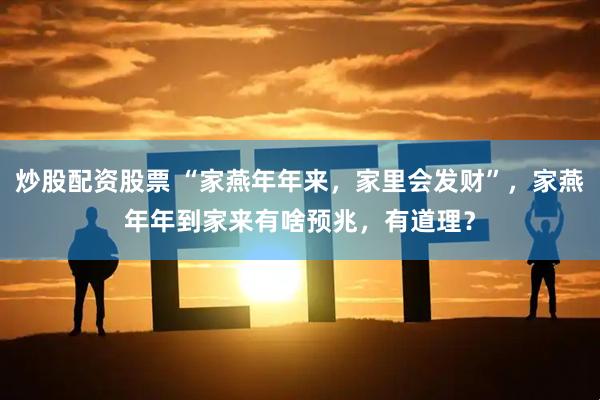 炒股配资股票 “家燕年年来，家里会发财”，家燕年年到家来有啥预兆，有道理？