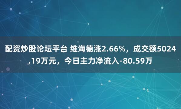 配资炒股论坛平台 维海德涨2.66%，成交额5024.19万元，今日主力净流入-80.59万